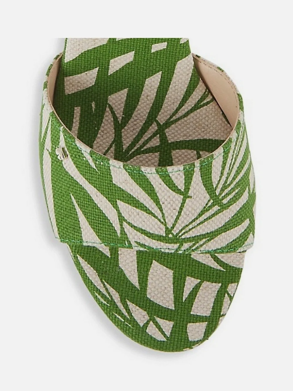 Kate Spade Meena Canvas Green Leaf Print Wedge Sandals